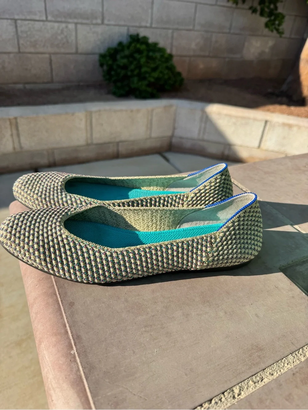 Rothy's Limited Edition square jewel Metallic Multicolor Woven Ballet Flats